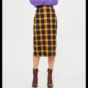 Topshop check midi pencil skirt